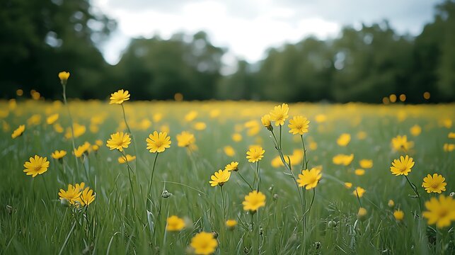 yellow flowers in the meadow - Powered by Adobe