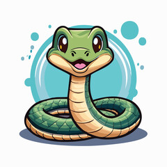 Fototapeta premium niedliche kleine Schlange mit großen Augen - Cartoon Comic Stil