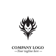 Head of Vampire Logo Symbol in Black on the White Background with Gothic Horror Vector Design
