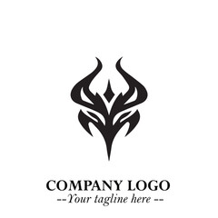 Head of Vampire Logo Symbol in Black on the White Background with Gothic Horror Vector Design