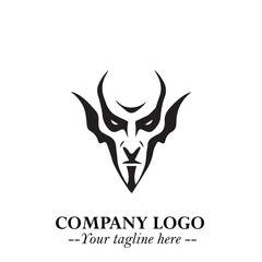 Head of Vampire Logo Symbol in Black on the White Background with Gothic Horror Vector Design