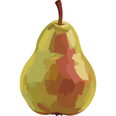 Warm Colored Pear Fruit Vector Illustration, Poster Style