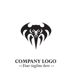 Head of Vampire Logo Symbol in Black on the White Background with Gothic Horror Vector Design