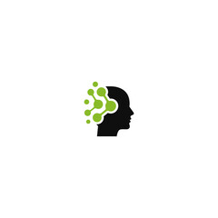 AI Brain logo icon flat vector design