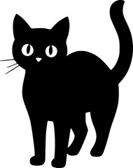 Playful cat silhouette vector with round and soft body shape
