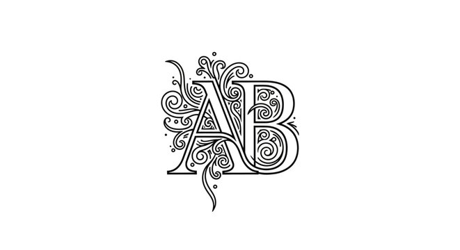Elegant AB monogram with intricate floral flourishes for business or personal branding creation