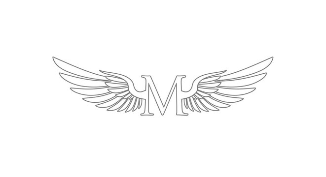 Elegant wing adorned letter mark design conveying freedom and sophistication in a minimalist style