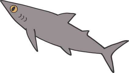 Illustration of a Gray Cartoon Shark