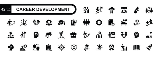 Career development flat icons set. Vector illustration	