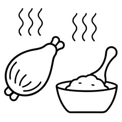 Hot chicken leg and bowl of mashed potatoes icon