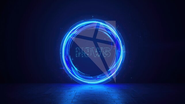 Abstract Blue Neon Halo with Vibrant Swirling Pattern