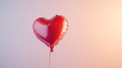 Vibrant red heart balloon floats serenely, perfect for celebrations and declarations of love