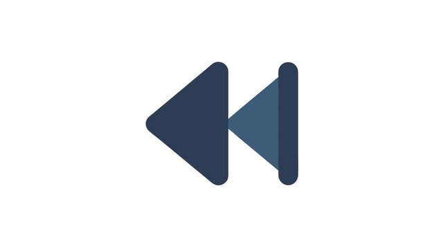 Stylized rewind button graphic on solid White Background