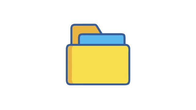 Yellow file folder icon on White Background illustration