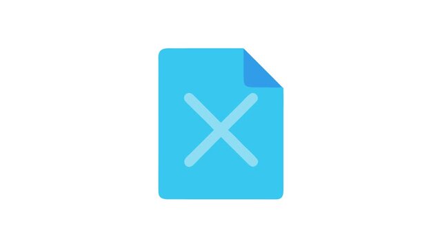 Stylized blue document icon with delete or cancellation symbol