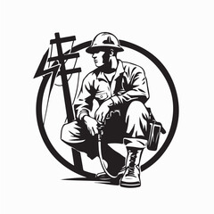 Electric Service Technician Logo Vector Illustration for Branding and Identity