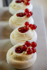 Karisik Turk tatlilari. New dessert varieties at the  luxury hotel open buffet. Milk-based desserts,  Turkish Dessert Sobiyet, havuc dilimi, midye baklava, mussels baklava and classic baklava. 