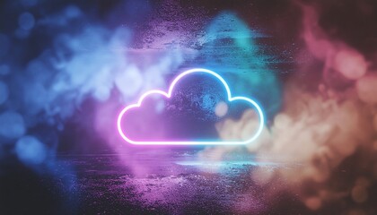 Neon Cloud in a Colorful Atmosphere Data Storage and Modern Technology