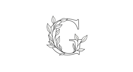Elegant letter G design with botanical elements, a graceful fusion of typography and nature with