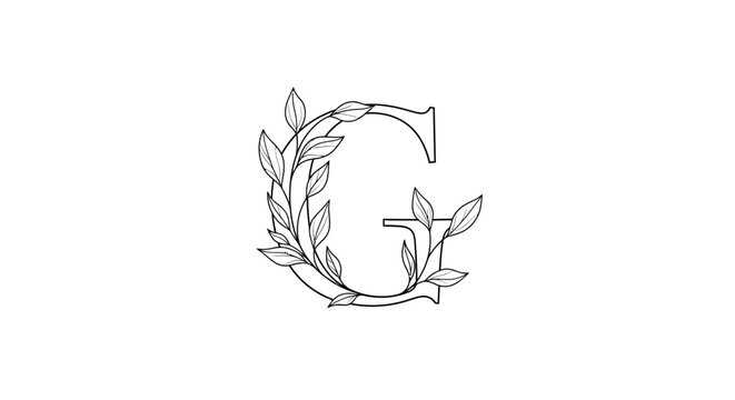 Elegant letter G design with botanical elements, a graceful fusion of typography and nature with