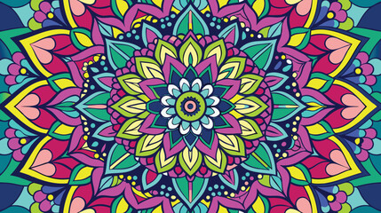 Mandala flower pattern with vibrant colors and intricate design