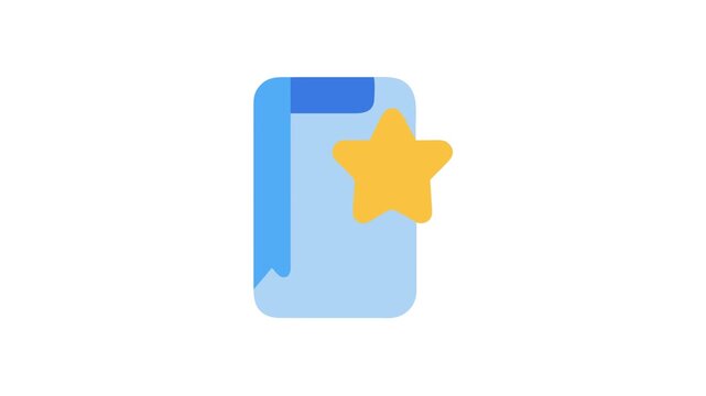 Bookmark with star icon, flat Animation design on White