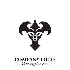Head of Vampire Logo Symbol in Black on the White Background with Gothic Horror Vector Design