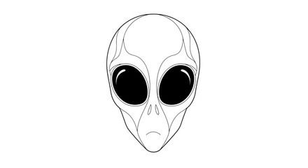 Minimalistic depiction of an extraterrestrial being face with simple line art style concept