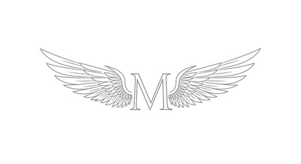 Elegant letter M logo design with outstretched wings creating a sense of freedom