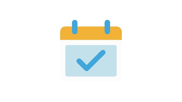 Simple calendar icon with checkmark for task completion concept