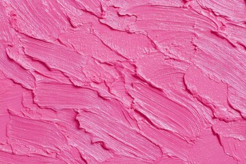 Vibrant pink paint background featuring textured brush strokes and glossy highlights for a lively and dynamic aesthetic in creative projects