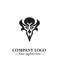 Head of Vampire Logo Symbol in Black on the White Background with Gothic Horror Vector Design