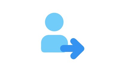 User icon with arrow in light blue flat design