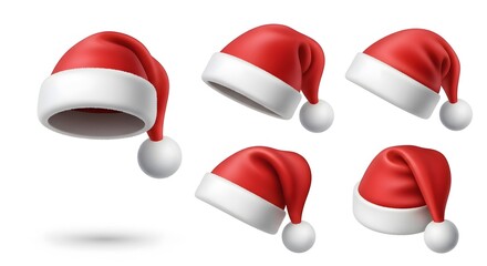 High-Quality Set 3D of a Santa Claus Hat Mockup for Branding & Product Display