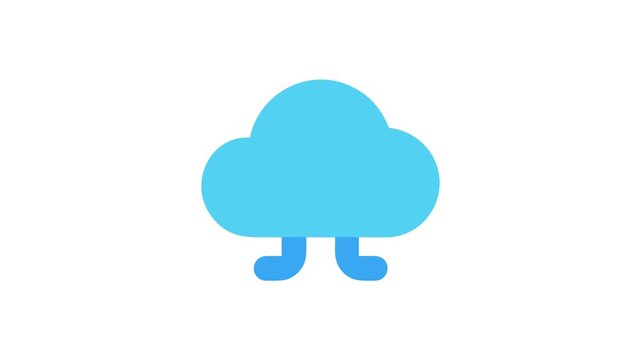Playful cloud character icon on White Background