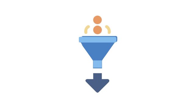 Stylized funnel illustration depicting conversion, lead generation, filtering process