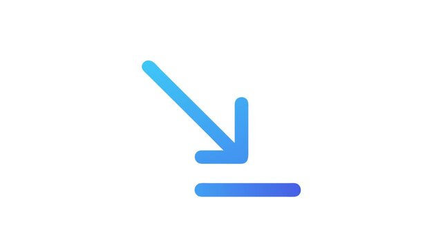 Downward arrow symbol with line, gradient blue design element