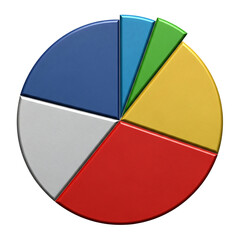 Circular pie chart isolated on transparent background