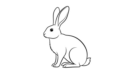 Elegant line drawing of a rabbit with long ears, a minimalist animal illustration perfectly