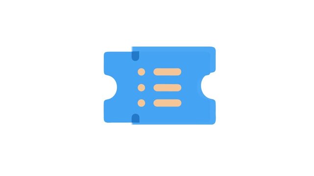 Blue ticket with orange details flat design on White