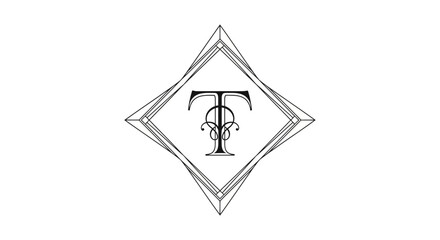 Elegant letter 'T' emblem within a diamond geometric frame for luxury branding design