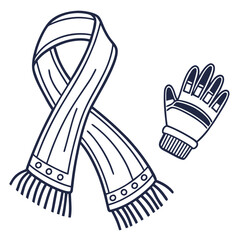 Winter scarf and glove illustration