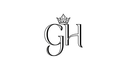 Elegant initial logo featuring G and H intertwining letters topped with a crown emblem