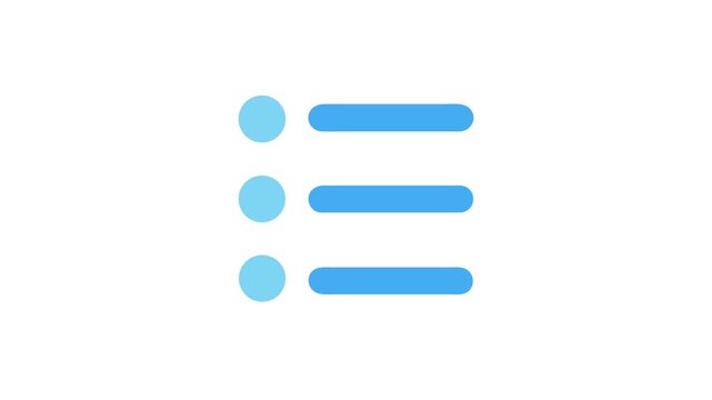 Blue bulleted list graphic element on White Background