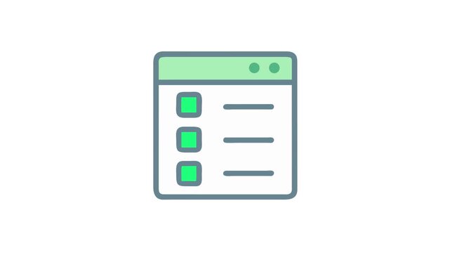Simple checklist on browser window, animation design illustration