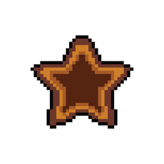 Obraz premium Pixel art wooden empty star button icon graphic design vector