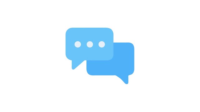 Overlapping blue speech bubbles represent communication and messaging