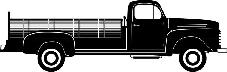 The silhouette of a vintage truck. Vector.