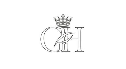 Elegant monogram featuring G and H with crown design, royal initials, minimalist logo for luxury
