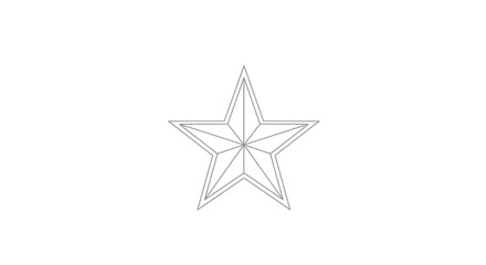 Delicate star outline with symmetrical lines creating a radiant five pointed shape on clean backdrop